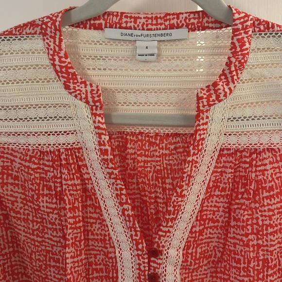 Diane von Furstenberg red and lace top. Size 4. Very good condition. - Picture 3 of 4
